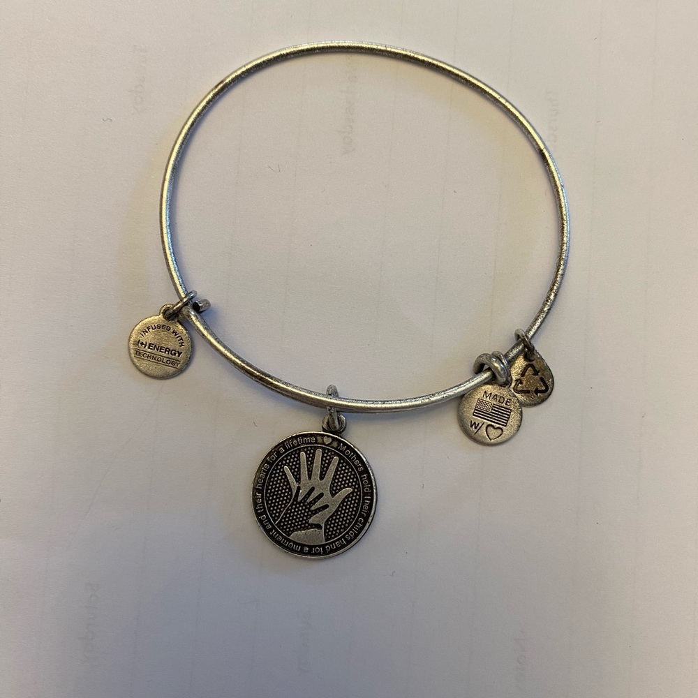 Alex and Ani Rafaellian Silver Hand in Hand Motherhood Adjustable Charm Bracelet - Picture 2 of 4